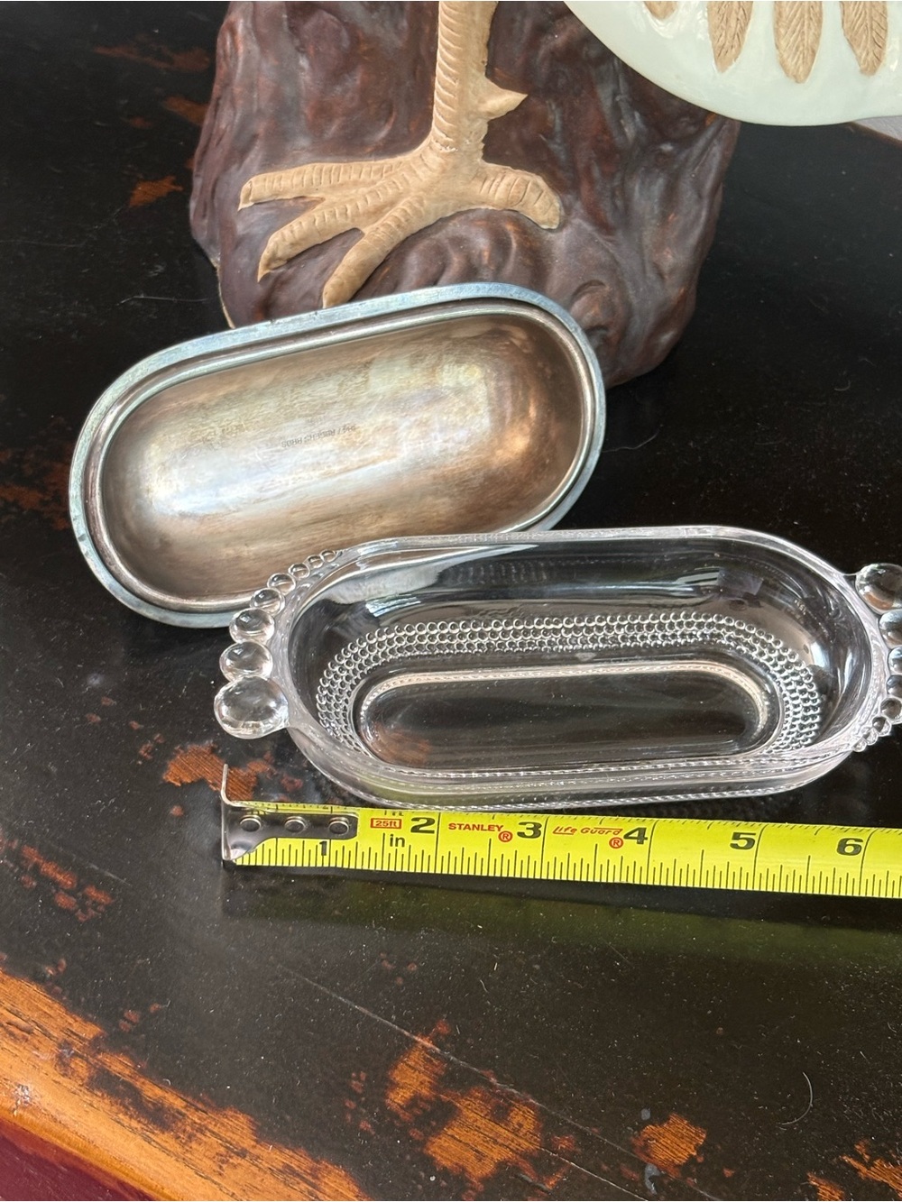 Clear Glass butterDish with Silver plated Lid - Home Accents